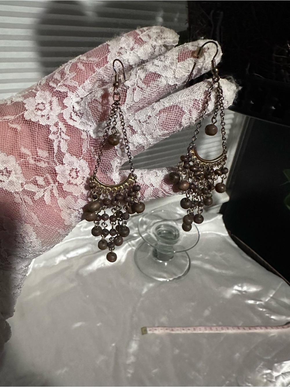 Chic Brown Beaded Cascade Dangle Earrings